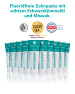 BeoVita Zahnpasta fluoridfrei - 10er, 10x75ml – Mit Schwarzkümmel-Öl und Miswak für natürliche Zahn- und Zahnfleischpflege